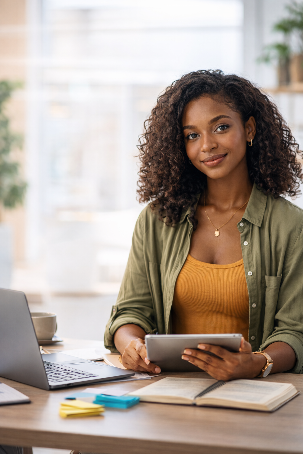 African lady thinking about development problems